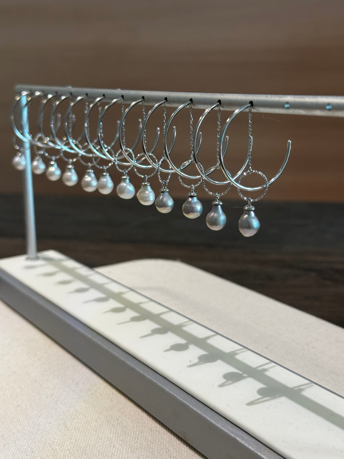 Architectural Baroque Pearl Hoop Earrings