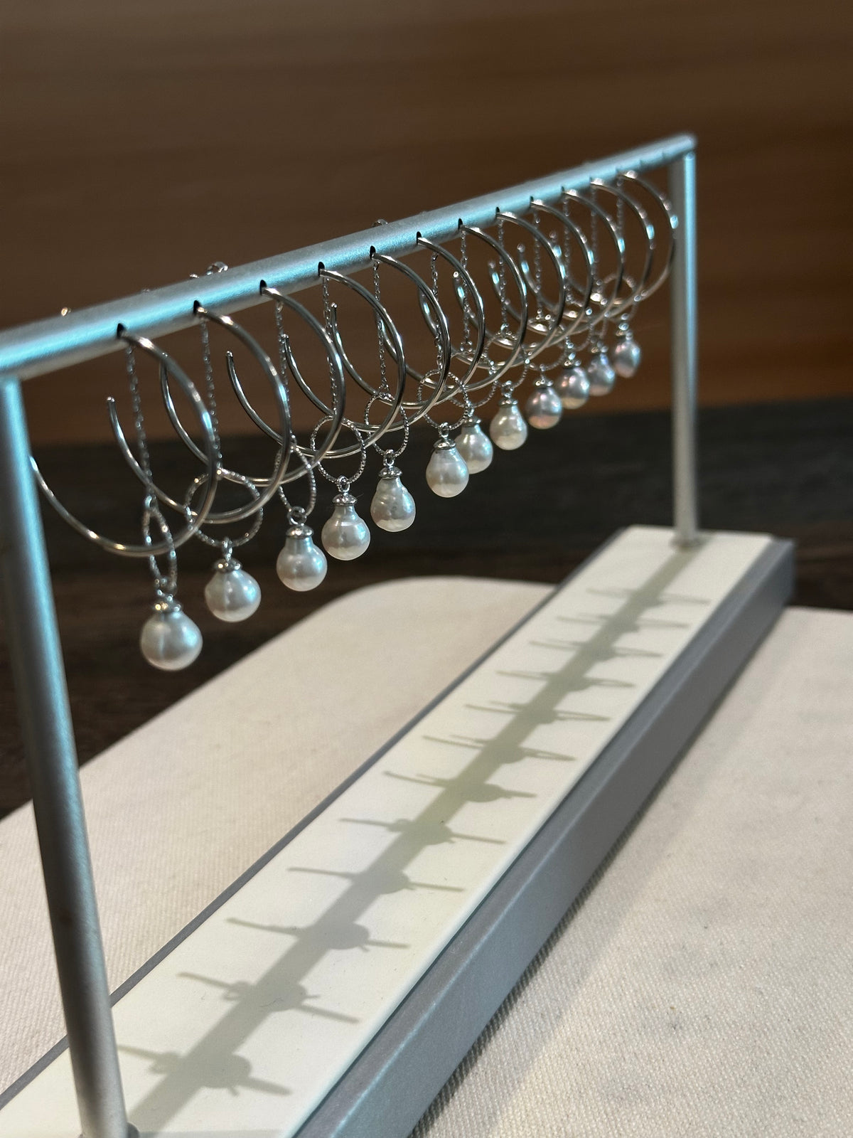 Architectural Baroque Pearl Hoop Earrings