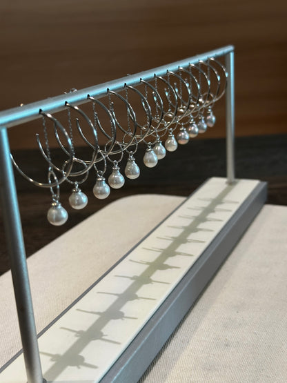 Architectural Baroque Pearl Hoop Earrings