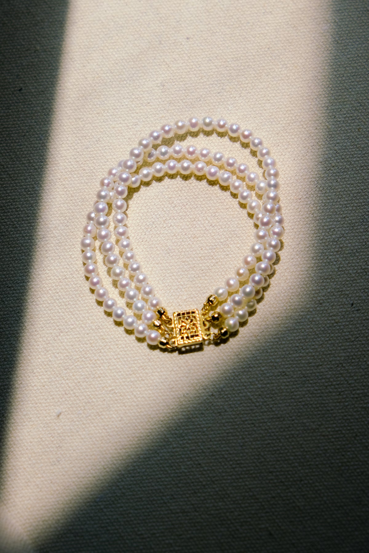 Aurora Filigree Box Clasp Triple-Strand Bracelet