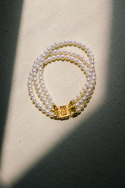 Aurora Filigree Box Clasp Triple-Strand Bracelet