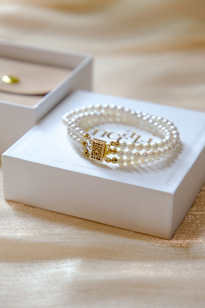 Aurora Filigree Box Clasp Triple-Strand Bracelet