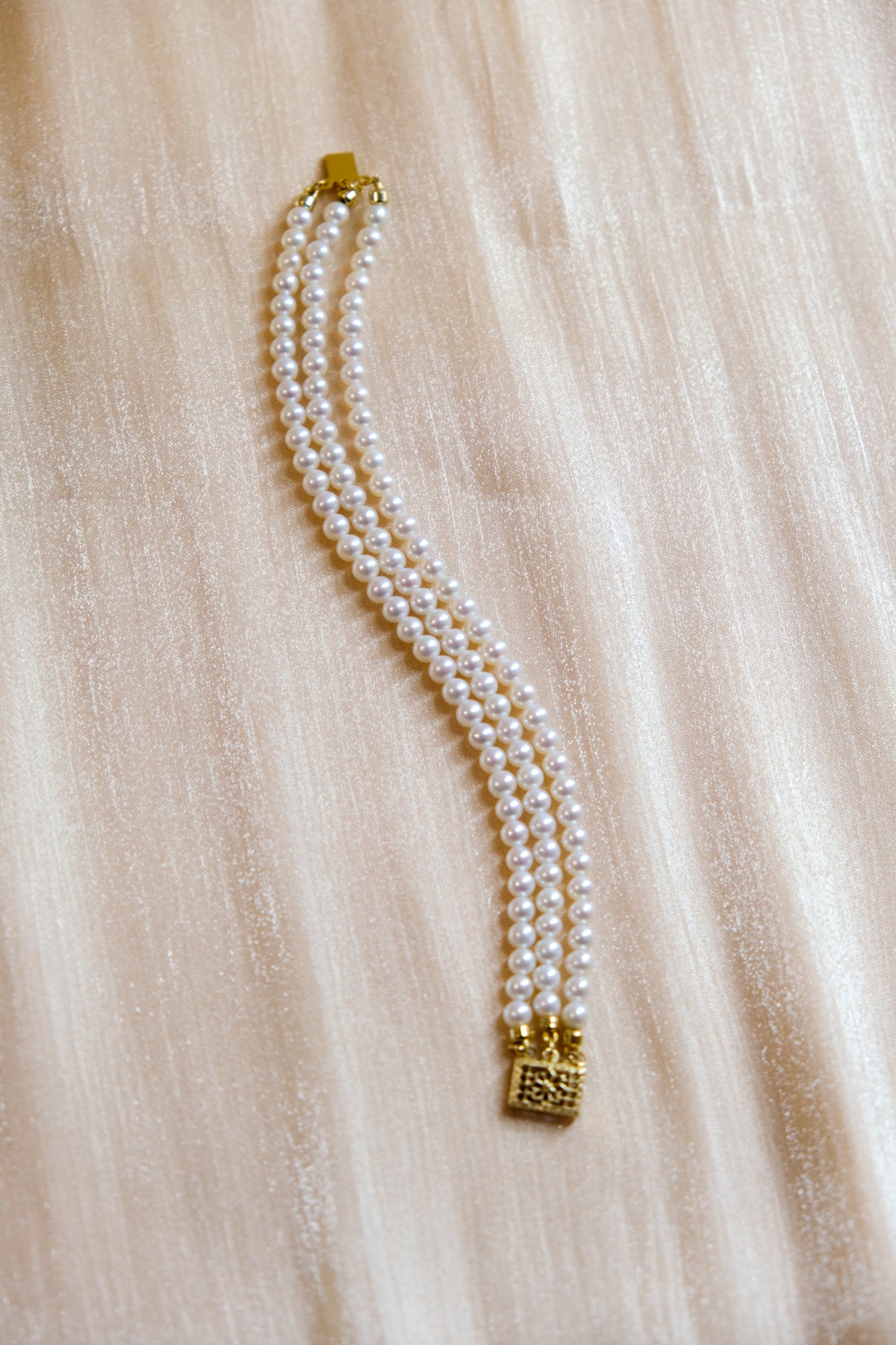 Aurora Filigree Box Clasp Triple-Strand Bracelet