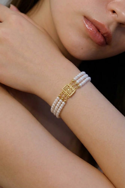 Aurora Filigree Box Clasp Triple-Strand Bracelet