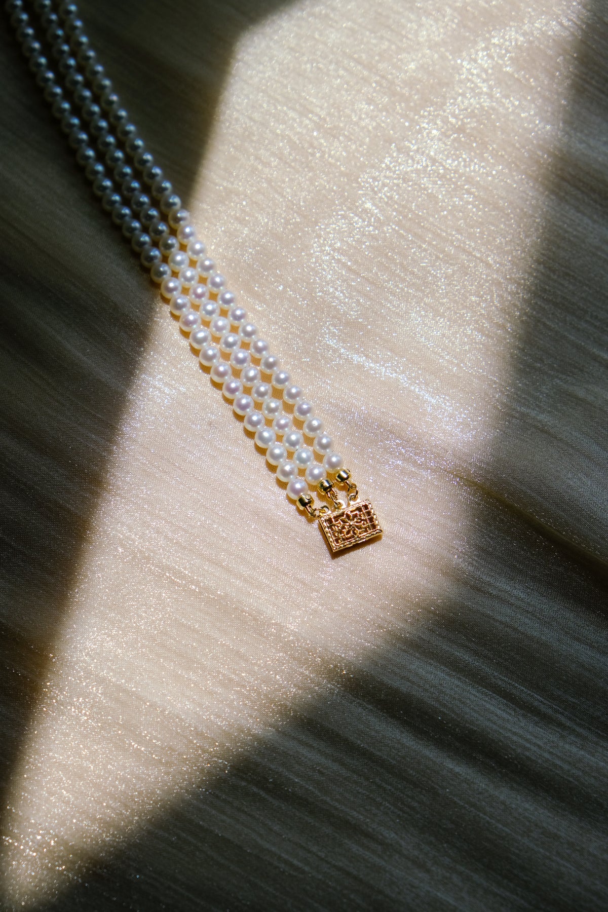 Aurora Filigree Box Clasp Triple-Strand Bracelet
